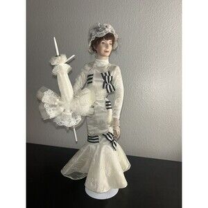 Vintage "My Fair Lady" Eliza at Ascot Porcelain Doll. W S George White Dress 21”